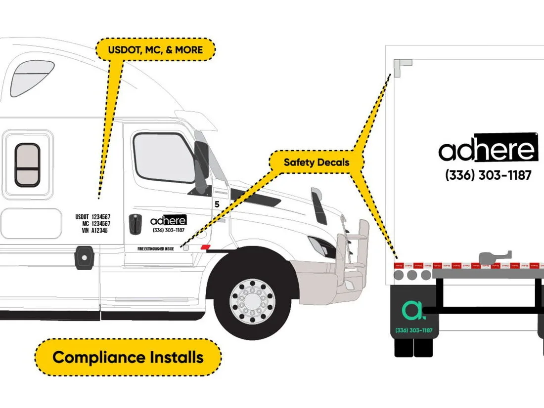 Fleet vehicle compliance lettering and reflective markings